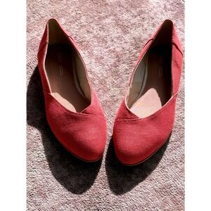 TOMS Jutti Pink Coral‎ Gold Shimmer Pointed Toe Ballet Flats Womens 11 10019556
